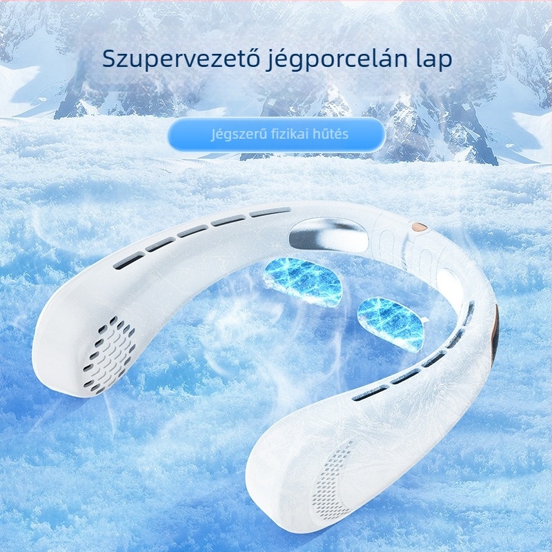 Új penge nélküli nyakventilátor, hordozható mini USB-újratölthető, csendes digitális kijelzővel