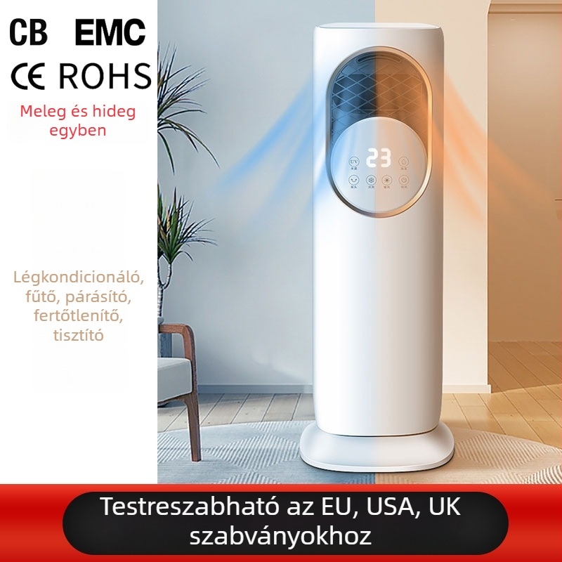 Milian 5A Lapát nélküli fűtés–hűtéses ventilátor, nedvesítés és fertőtlenítés, 1880W, 220V, 3 sebesség, víztartály 1.0–2.5 L, távirányító