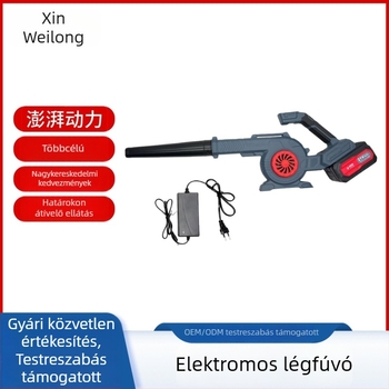 Hordozható ipari elektromos fúvó- és porszívó készülék Li-ion akkumulátorral, 21V, AC/DC 50–250V tartomány, kettős működés