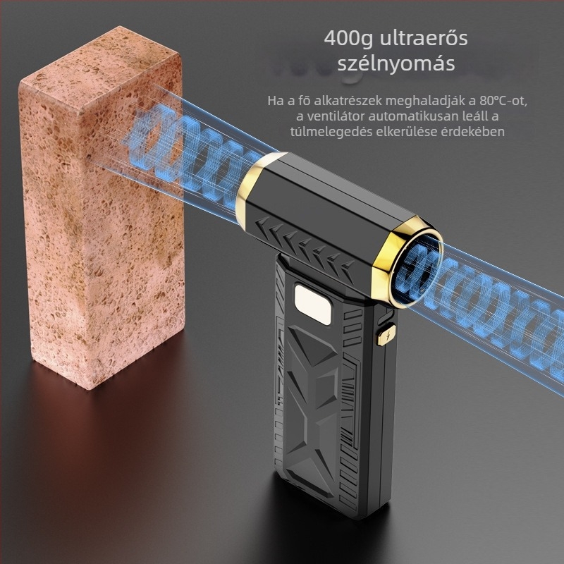 6 sebességű hordozható turbó levegőfúvó, kézi működés, újratölthető, kemping mini ventilátor