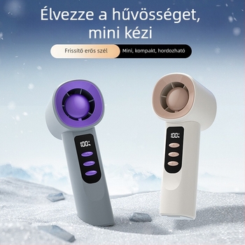 Kézi USB ventilátor digitális kijelzővel, lapát nélküli, brushless motor, beépített 1200-2000mAh akkumulátor, 100 sebességfokozat