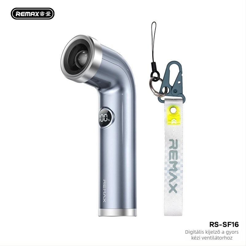 Remax Turbo Vortex kézi lapátmentes ventilátor, USB-töltés, 100 sebességszint, halk 36 dB alatt, beépített 2000–4000 mAh Li-ion akkumulátor