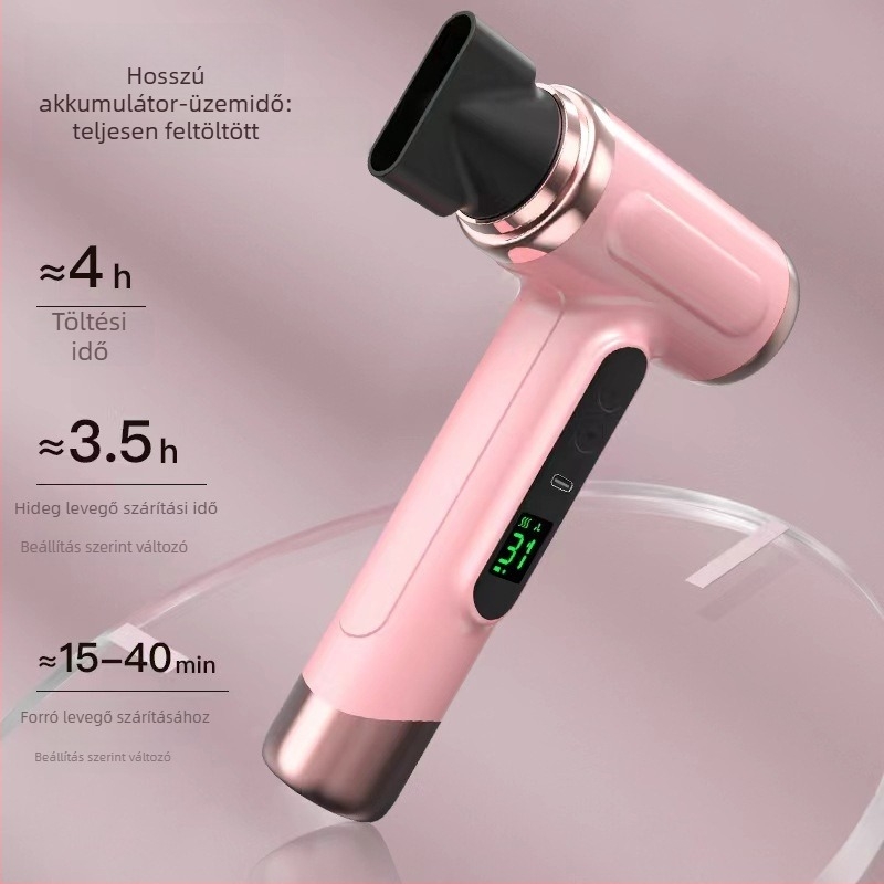 Vezeték nélküli USB hajszárító, brushless motor, 200 W, 5 V, 3 sebességfokozat, hideg/meleg levegő