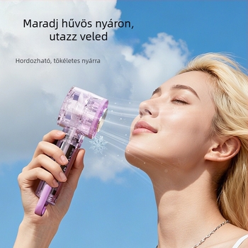 Kézi bladeless ventilátor jégpakolásos hűtéssel, 3 sebesség, beépített lítium akkumulátor 2000–4000 mAh, üzemidő 3–6 óra