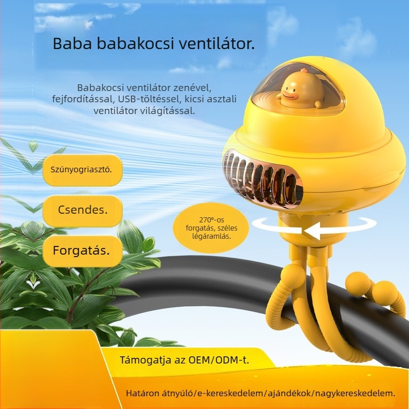 Októpusz asztali ventilátor pengétlen, beépített világítással, USB töltés, 4000–6000 mAh akkumulátor, 4 sebesség