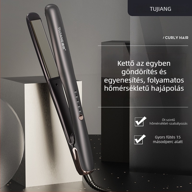 Kétfunkciós hajvasaló titánium ötvözetű fűtőlemezzel, 5 hőmérsékletfokozat, 50W, kábeles 110–220V