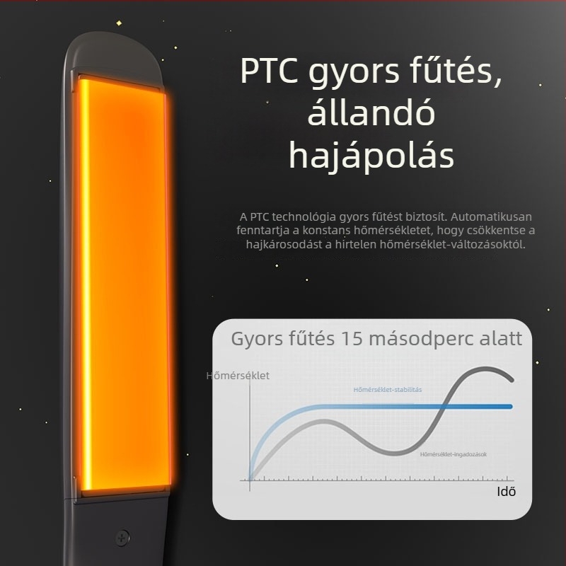 Kétfunkciós hajvasaló titánium ötvözetű fűtőlemezzel, 5 hőmérsékletfokozat, 50W, kábeles 110–220V