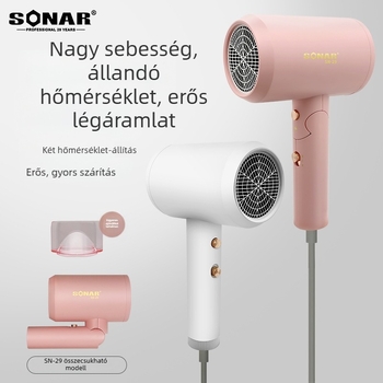 Összecsukható hajszárító, 1500W, 220V, hideg/meleg levegő, 3 sebesség