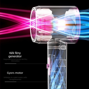 Hajszárító DC motorral, kefés motorral, 1500W, 220V, hideg/meleg levegő, túlmelegedés elleni védelem