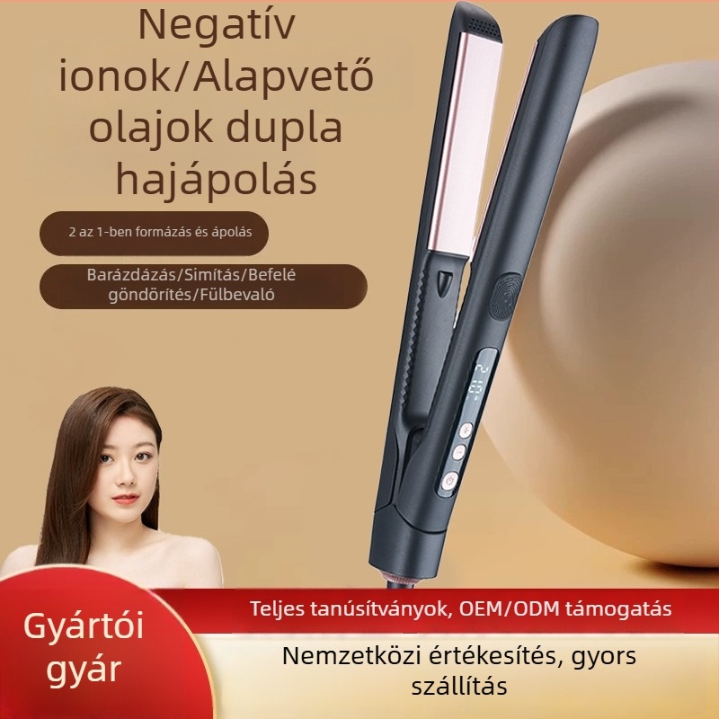 Kétfunkciós hajvasaló és göndörítő turmalin-kerámia lemezekkel, 5 hőmérséklet-beállítás, 220V 45W, modell V-2113