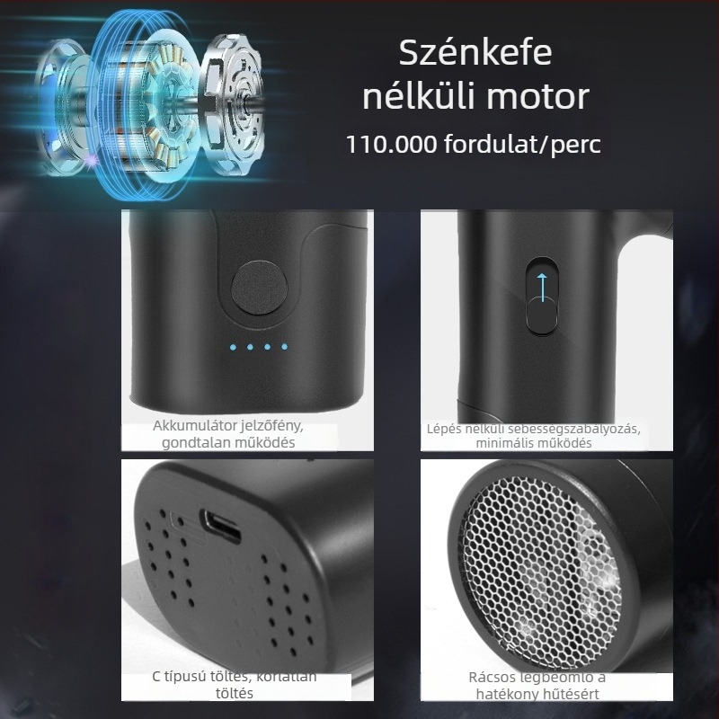 Vezeték nélküli kézi porfúvó autó- és otthoni használatra, kompakt, erőteljes, hordozható multifunkciós készülék