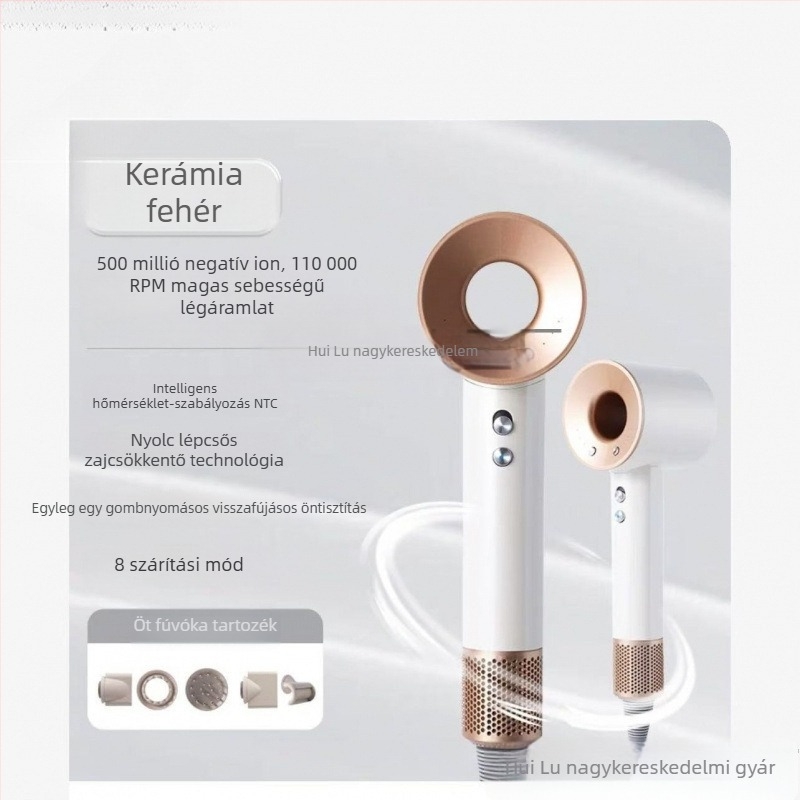 Lefen 1600W hajszárító, szénkefe nélküli motor, negatív ionok a hajápolásért, 220V, 4 sebesség, zaj 60–70 dB, gyors szárítás