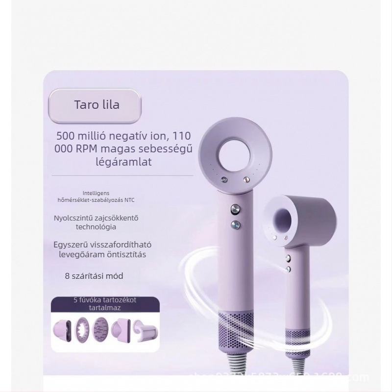 Lefen 1600W hajszárító, szénkefe nélküli motor, negatív ionok a hajápolásért, 220V, 4 sebesség, zaj 60–70 dB, gyors szárítás