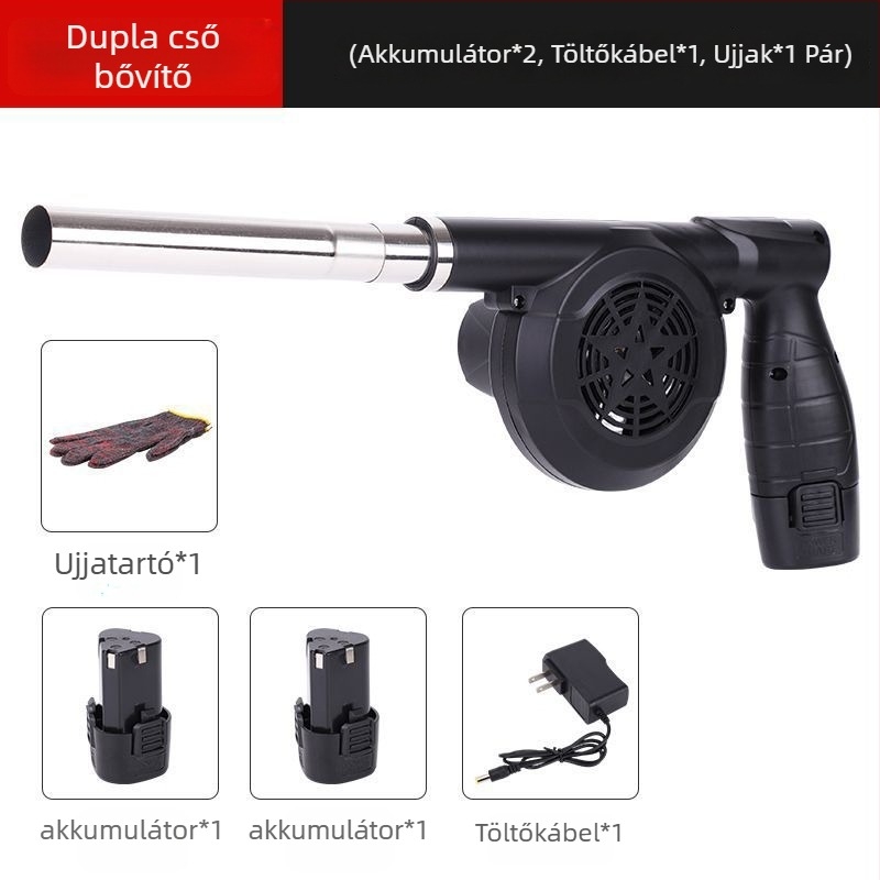 Kültéri BBQ ventilátor, 21V-os, újratölthető, vezeték nélküli, autóba szerelhető, tűzindító