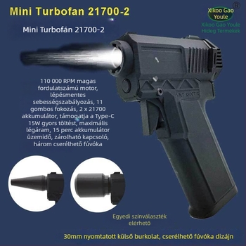 Kézi Turbo Jet ventilátor brushless motorral, 180 W, hideg levegő mód, fokozatmentes sebességszabályozás, túlmelegedés elleni védelem