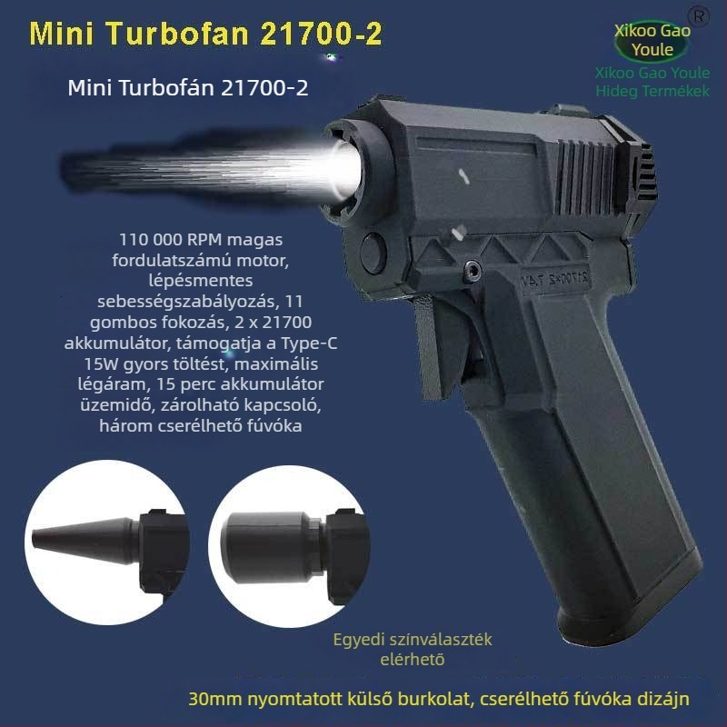 Kézi Turbo Jet ventilátor brushless motorral, 180 W, hideg levegő mód, fokozatmentes sebességszabályozás, túlmelegedés elleni védelem