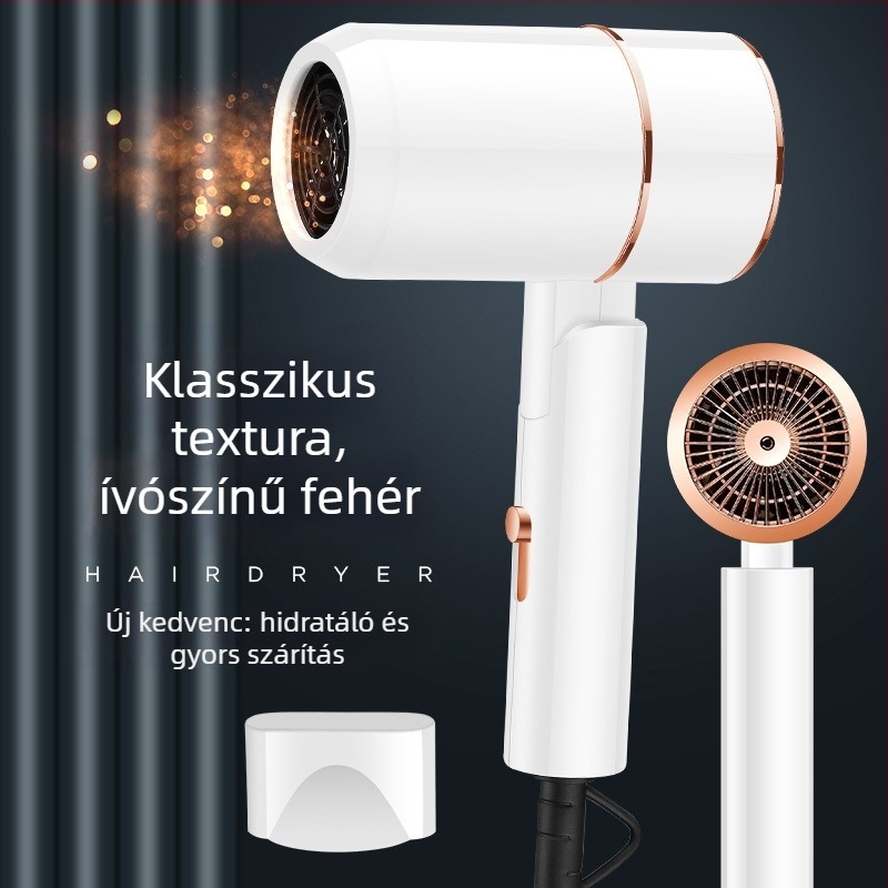 Háztartási hajszárító nagy légárammal és kék fénnyel — 1200W, 220V, 3 fokozat, túlhevülés elleni védelem