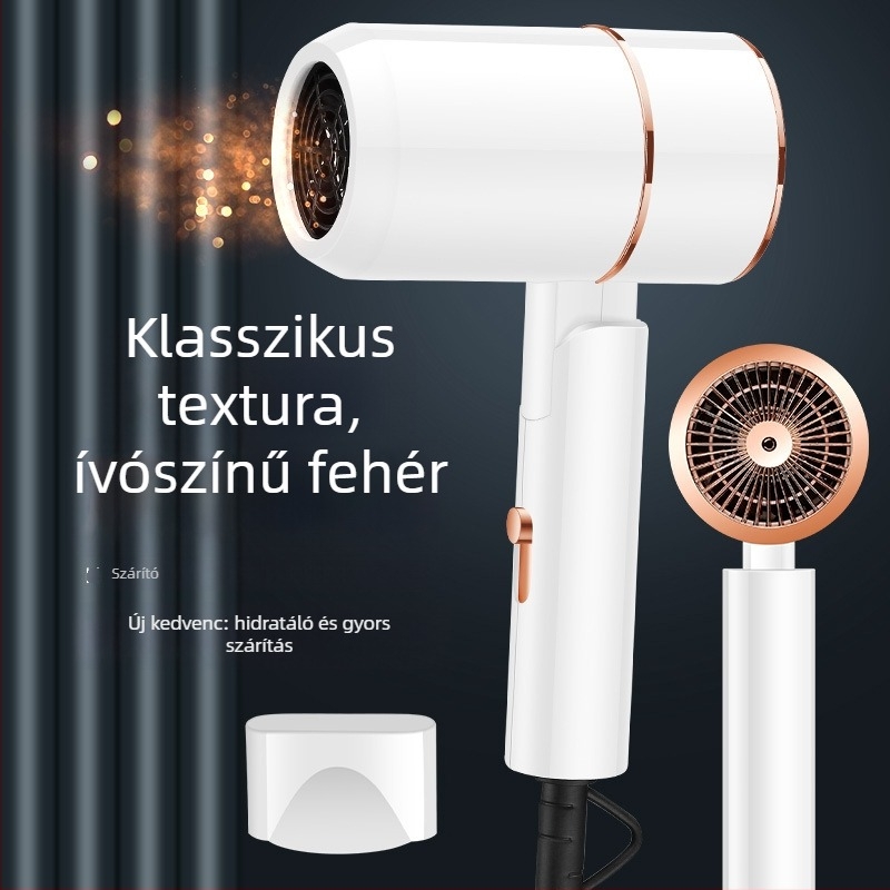 Háztartási hajszárító nagy légárammal és kék fénnyel — 1200W, 220V, 3 fokozat, túlhevülés elleni védelem