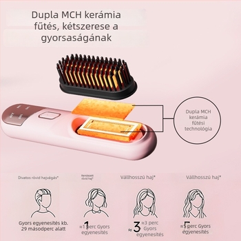 Nélkül vezeték nélküli ionos hajvasaló fésű, kerámia fűtőelem, 31 mm, 4 hőmérséklet-szint, 35W, 3,7V, égés elleni védelem