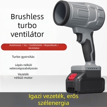 Ipari brushless turbinafúvó újratölthető lítium akkumulátorral — 21V, 2A, autómosáshoz és pormentesítéshez