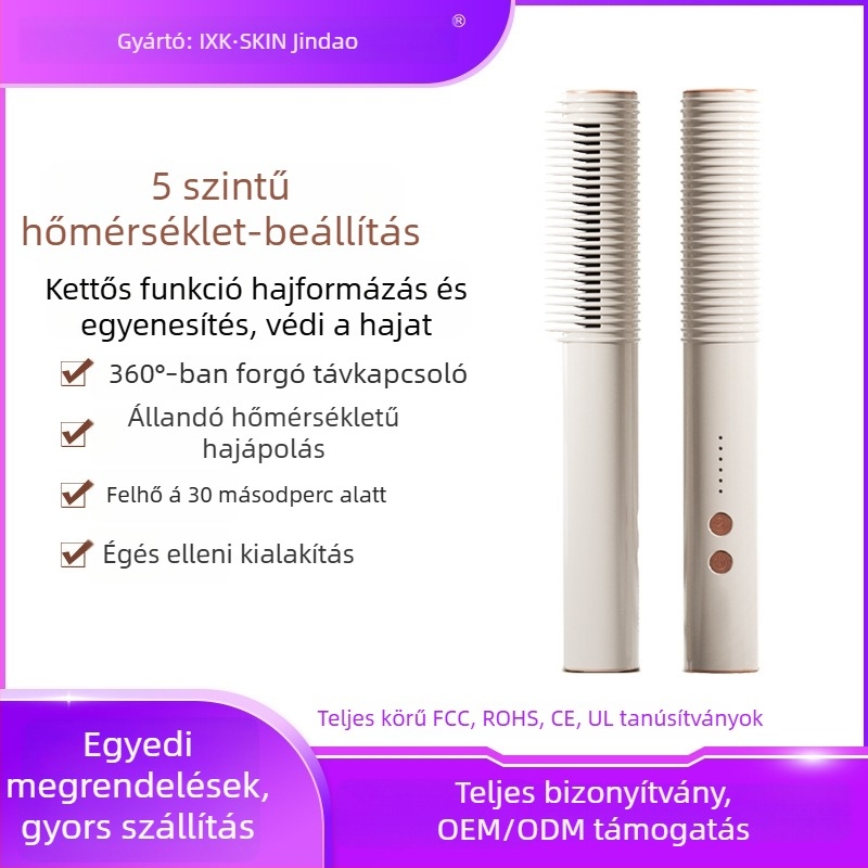 Golden Rice egyenesítő és göndörítő fésű – kettős használat, 16–20 mm PTC hővezető, AC 220V-os tápellátás