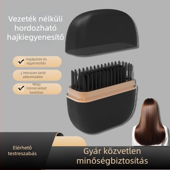 Hajegyenesítő fésű és göndörítő - vezeték nélküli, kétfunkciós USB-újratölthető, 15W, 3.7V, 4 hőmérséklet-szint, minden hajtípusra