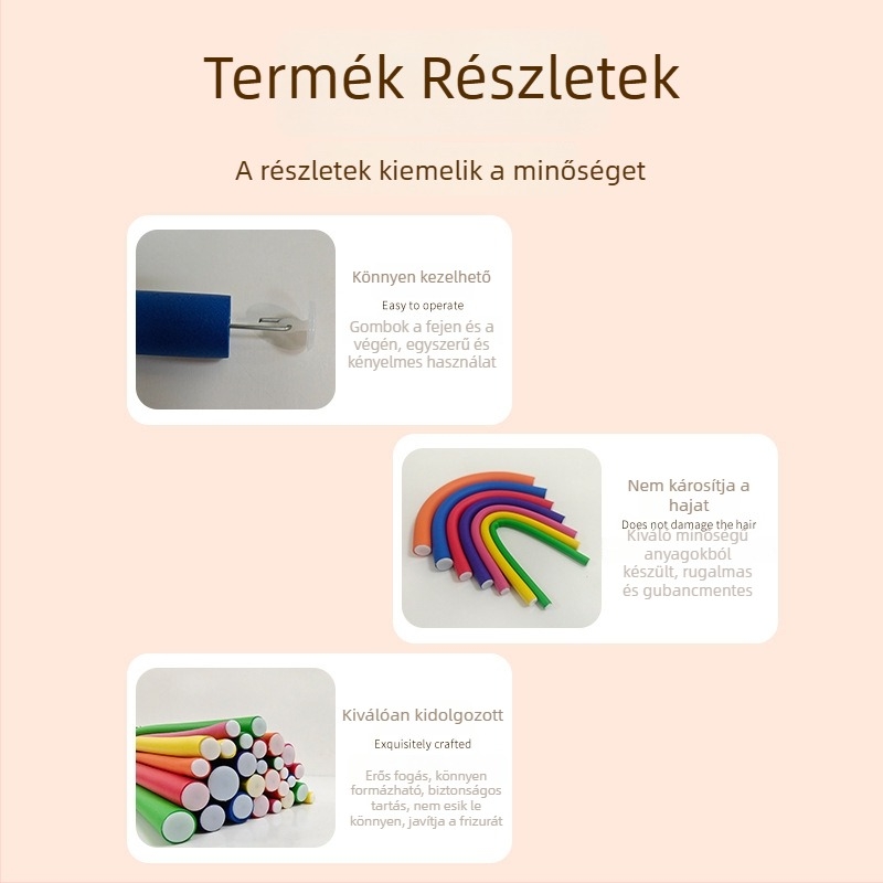 Gumi göndörítő rúd 3. szám – göndörítő hengert hőszigetelő rúddal, hideg permanenshez – fodrász eszköz