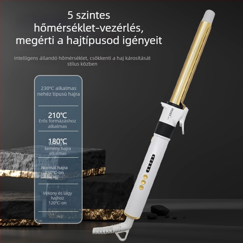 Titán bevonatú hajcsavaró; 220V-os vezetékes tápellátás; 45W; 10 szintű hőmérséklet-szabályozás