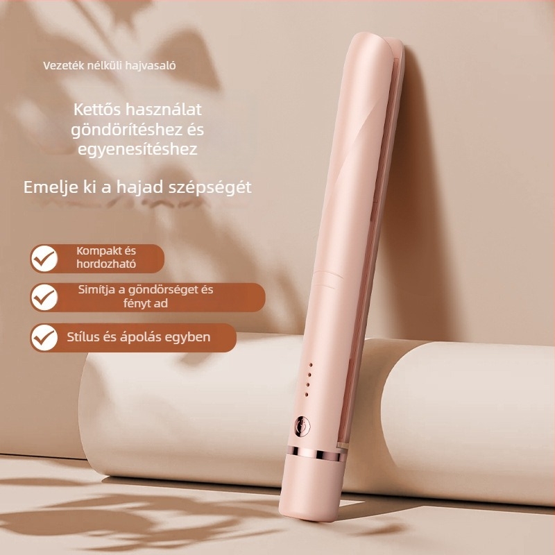3-az-1-ben vezeték nélküli hajsimító és göndörítő eszköz turmalin-kerámiával – 31 mm+ átmérő, 40W, 3.7V