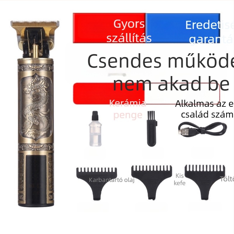 BJ-X17 USB töltésű hajvágó, akkumulátor kijelzővel, kerámia pengével, univerzális használatra