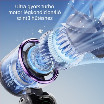 Kézben tartható USB-s ventilátor beépített akkumulátorral 2000–4000 mAh, 5V 10W, üzemidő 6–8 óra