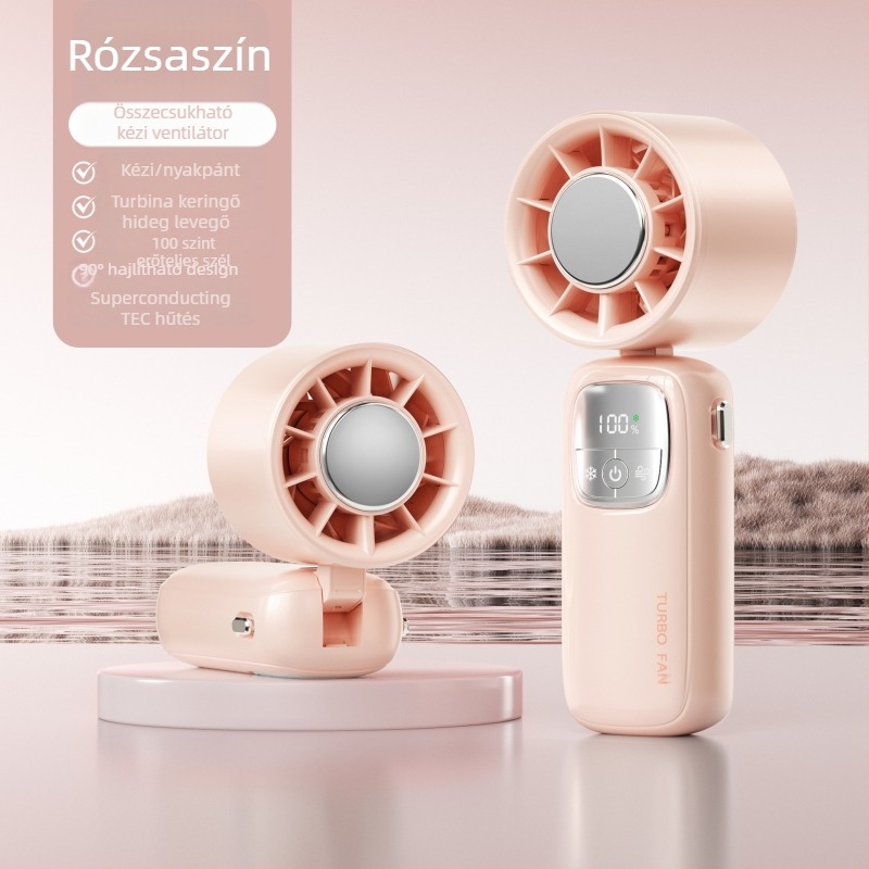 Kézben tartható USB-s ventilátor beépített akkumulátorral 2000–4000 mAh, 5V 10W, üzemidő 6–8 óra
