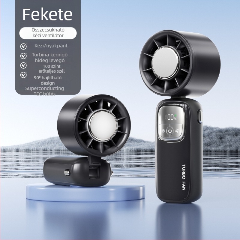 Kézben tartható USB-s ventilátor beépített akkumulátorral 2000–4000 mAh, 5V 10W, üzemidő 6–8 óra