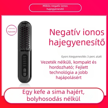 Vezeték nélküli hajsimító fésű negatív ionokkal, USB-töltés, hordozható diákházakban