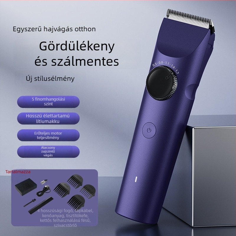 Elektromos hajvágó kerámia pengével, kefés motorral, beépített újratölthető akkumulátorral 1000-1200 mAh, levehető és mosható penge