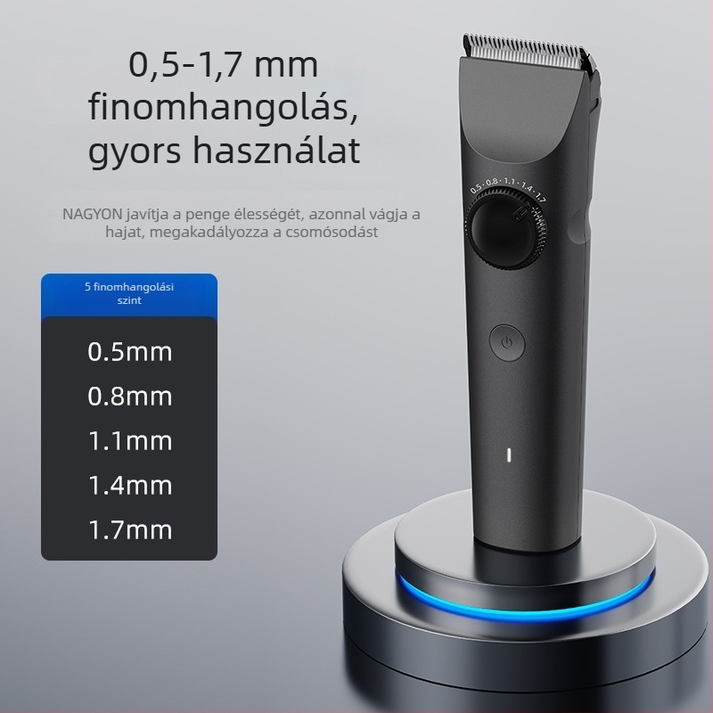 Elektromos hajvágó kerámia pengével, kefés motorral, beépített újratölthető akkumulátorral 1000-1200 mAh, levehető és mosható penge