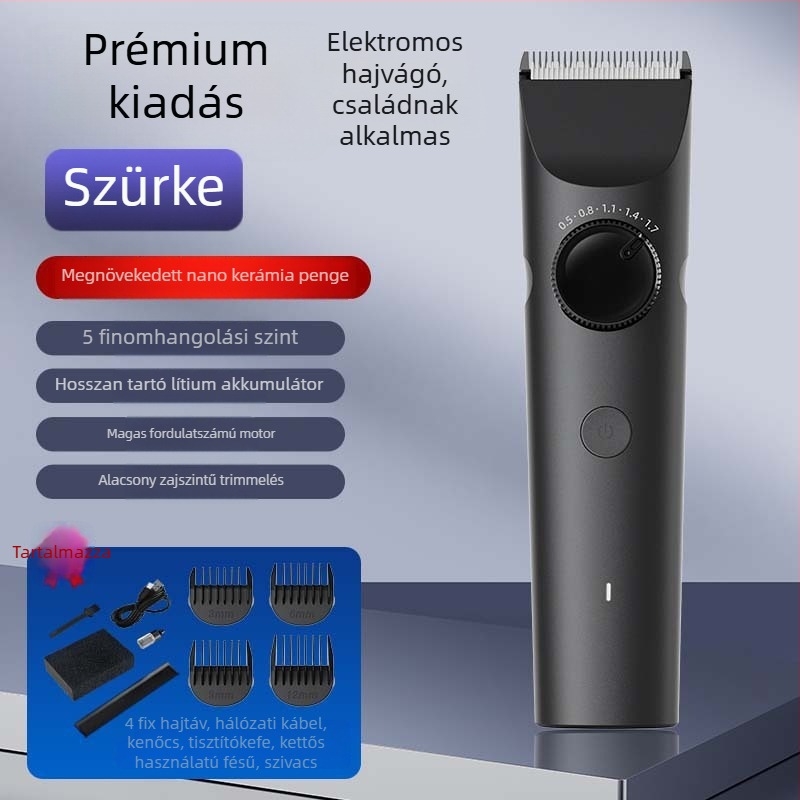 Elektromos hajvágó kerámia pengével, kefés motorral, beépített újratölthető akkumulátorral 1000-1200 mAh, levehető és mosható penge
