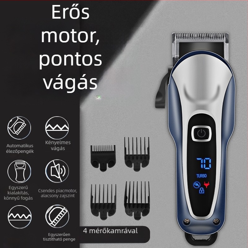 Elektromos hajvágó, kettős energiaellátású, beépített 2000–4000 mAh-s akkumulátor, rozsdamentes acél vágófej, felnőtteknek, nem vízálló