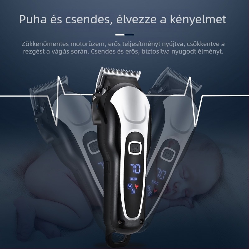 Elektromos hajvágó, kettős energiaellátású, beépített 2000–4000 mAh-s akkumulátor, rozsdamentes acél vágófej, felnőtteknek, nem vízálló