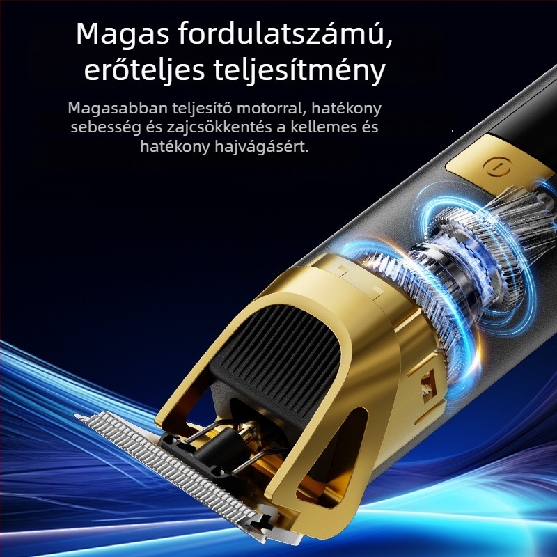 Otthoni használatra szánt elektromos hajvágó - USB töltés, LED kijelző, beépített 1200-2000 mAh akkumulátor, rozsdamentes acél pengék, kefés motor, vízálló