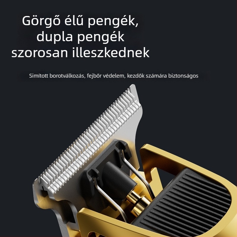 Otthoni használatra szánt elektromos hajvágó - USB töltés, LED kijelző, beépített 1200-2000 mAh akkumulátor, rozsdamentes acél pengék, kefés motor, vízálló