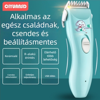 Baba hajvágó - újratölthető, kerámia vágófej, mosható penge, brushless motor, alacsony zaj 46-70 dB, gyerekeknek