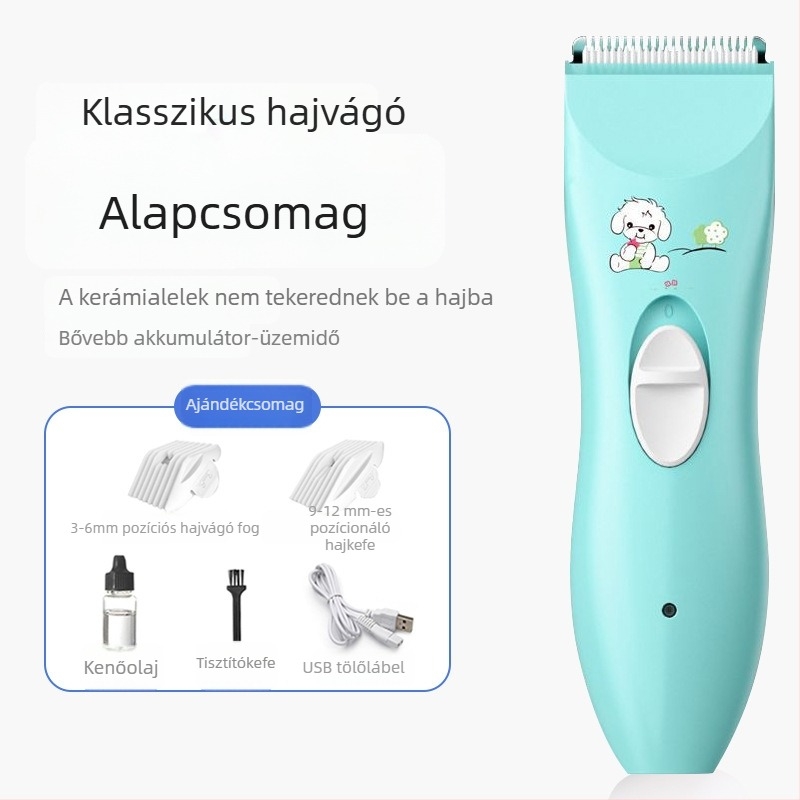 Baba hajvágó - újratölthető, kerámia vágófej, mosható penge, brushless motor, alacsony zaj 46-70 dB, gyerekeknek