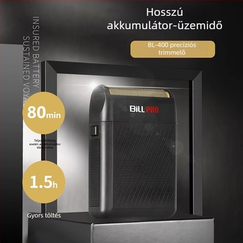 Bill 400 Mini Borotva — Tölthető, Kefés motor, Titánötvözetű vágófej, 1000–1200mAh beépített akkumulátor, Vízálló
