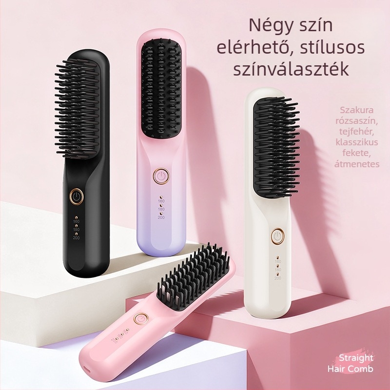 Vezeték nélküli hajformázó fésű – 3 az 1-ben szárítás, göndörítés és kiegyenesítés; turmalin-kerámiás fűtés; 31 mm vezetőátmérő; 3600 mAh akkumulátor; 10 hőmérséklet-szint