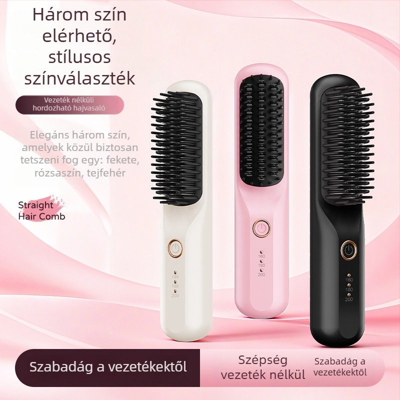 Vezeték nélküli hajformázó fésű – 3 az 1-ben szárítás, göndörítés és kiegyenesítés; turmalin-kerámiás fűtés; 31 mm vezetőátmérő; 3600 mAh akkumulátor; 10 hőmérséklet-szint