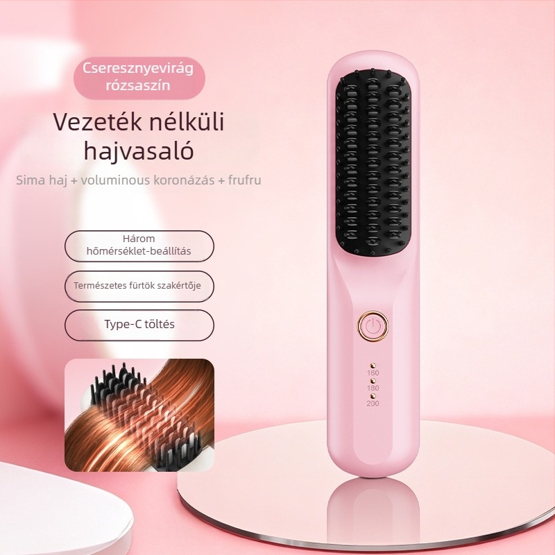 Vezeték nélküli hajformázó fésű – 3 az 1-ben szárítás, göndörítés és kiegyenesítés; turmalin-kerámiás fűtés; 31 mm vezetőátmérő; 3600 mAh akkumulátor; 10 hőmérséklet-szint