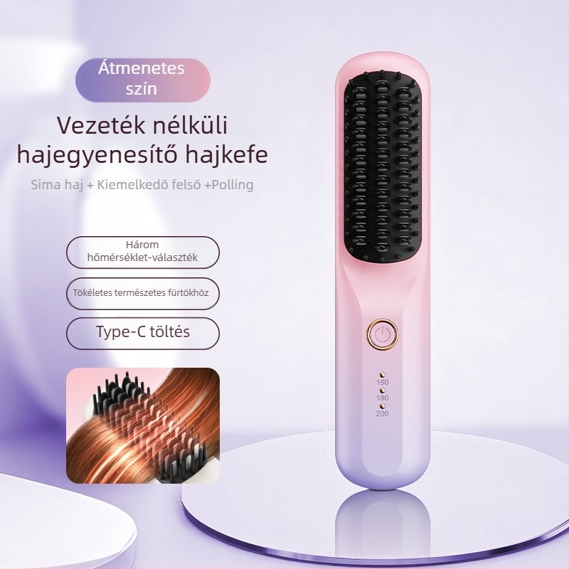 Vezeték nélküli hajformázó fésű – 3 az 1-ben szárítás, göndörítés és kiegyenesítés; turmalin-kerámiás fűtés; 31 mm vezetőátmérő; 3600 mAh akkumulátor; 10 hőmérséklet-szint