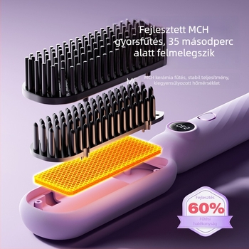 Hajegyenesítő kefe, 3 az 1-ben: száraz/göndör/egyenes haj, turmalin-kerámia fűtőelem, 31 mm+ átmérő, vezetékes AC, 30W, 10 hőmérséklet szint