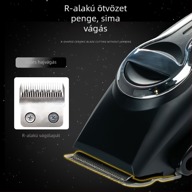 Professzionális újratölthető elektromos hajvágó kefés motorral, rozsdamentes acél vágófej, beépített 1200–2000 mAh akkumulátor, 1–3 óra üzemidő
